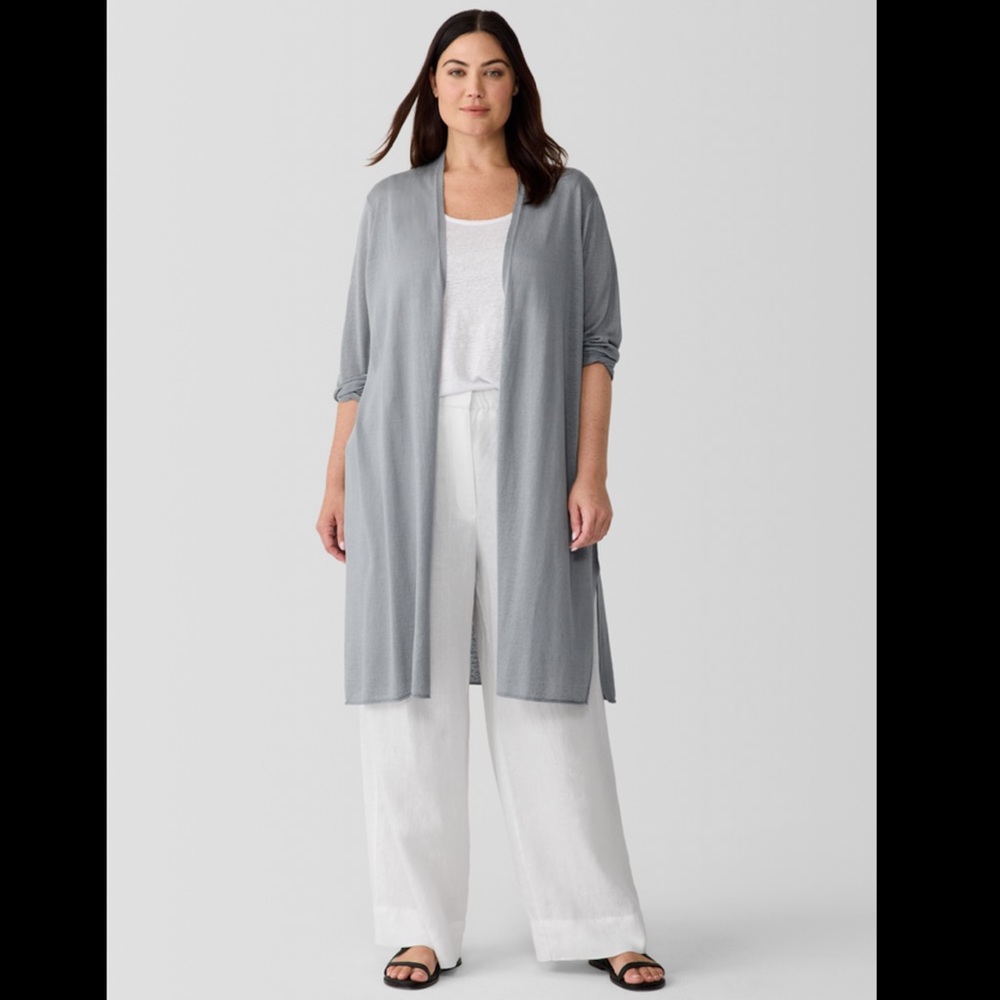 Eileen Fisher Geysr Organic Linen Cotton Long Cardigan
